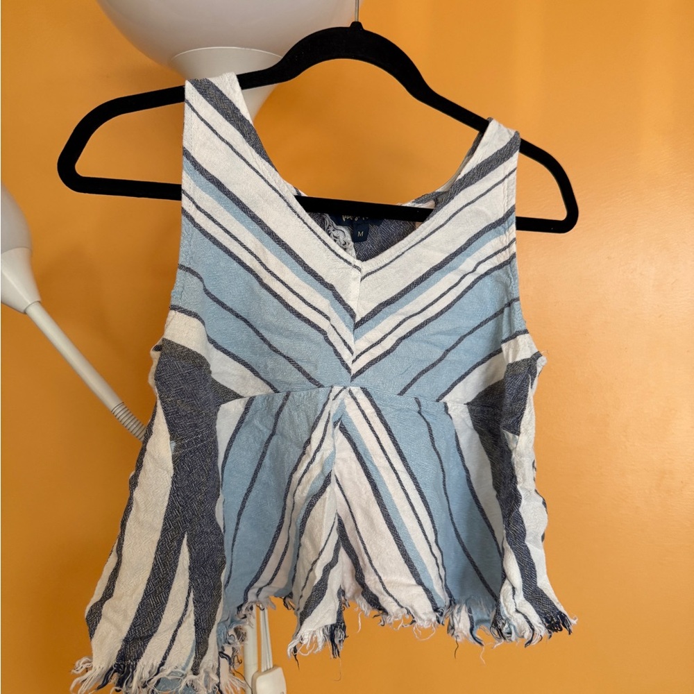 Striped Blue and White Women's Tank Top